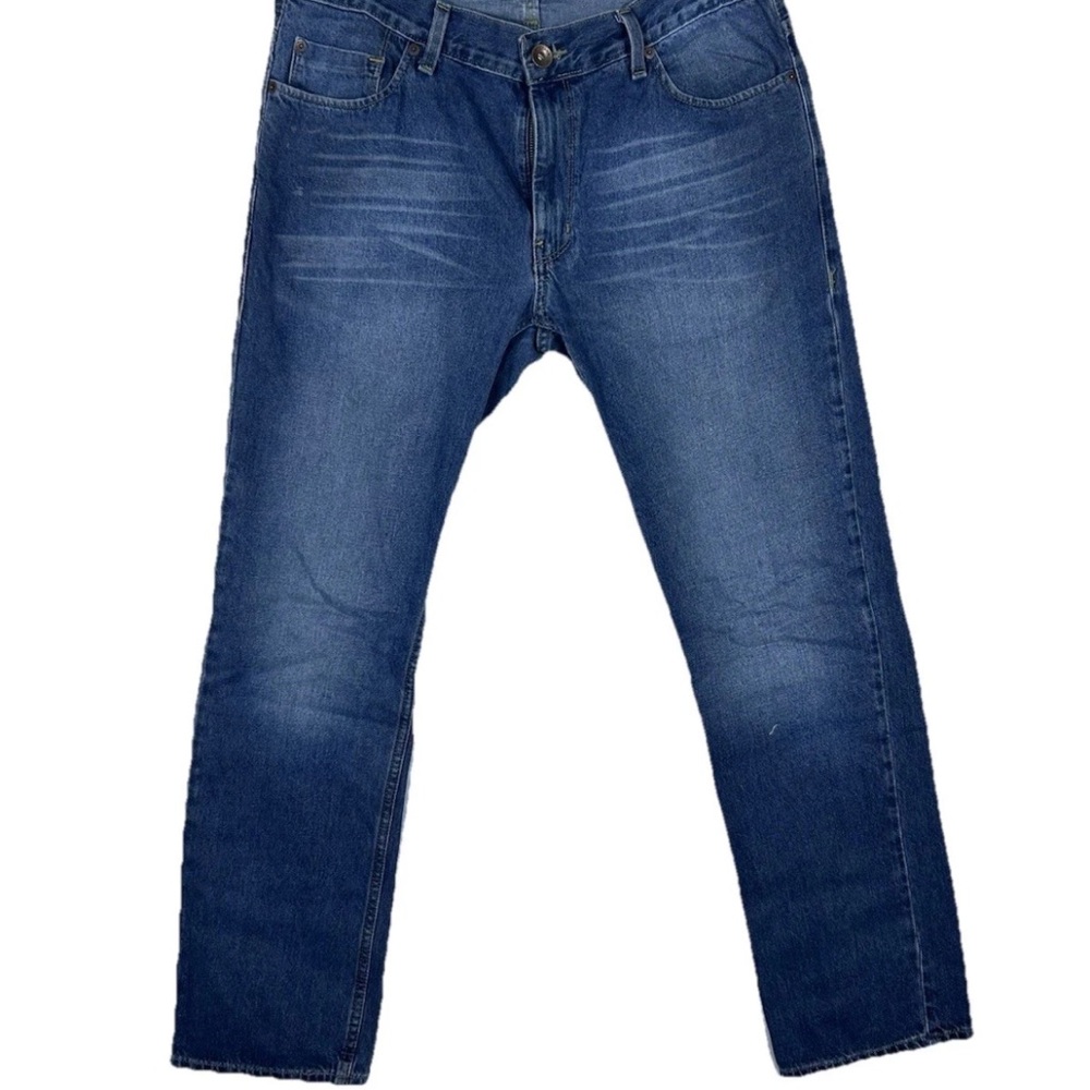 Blue Straight-Leg Jeans with Faded Wash